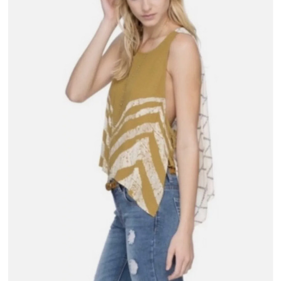 Free People Touch Of Love Tie Side Tank Top Swing Mustard Sleeveless Size XS - Picture 5 of 9